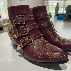 Studded faux leather booties
